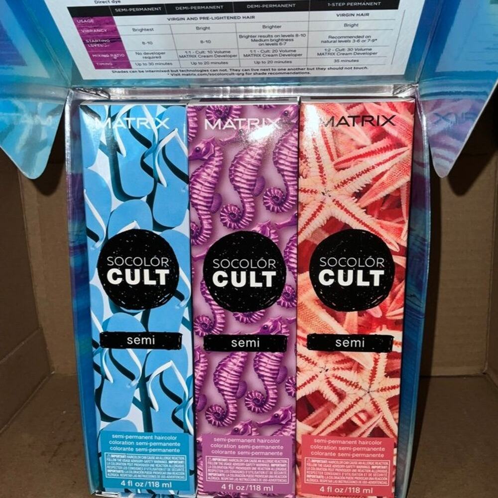 Matrix SoColor Cult Cool Aquatics Semi-Permanent Hair Color Kit fashion